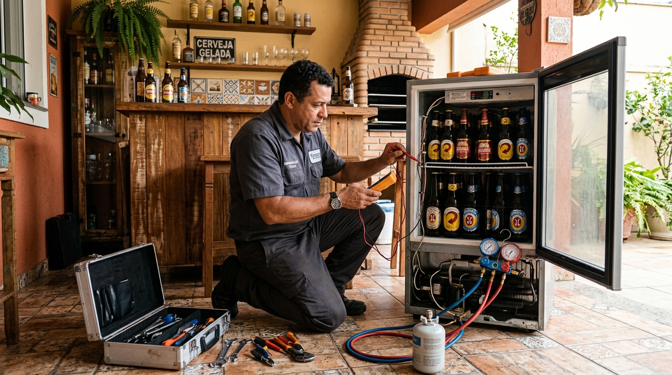 Recarga de gás refrigerante de cervejeira em Uberaba‑MG